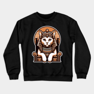 Egyptian Cat Goddess T-Shirt, Sphinx Cat Pharaoh Tee, Unisex Ancient Egypt Shirt, Casual Cotton Top, Gift for Cat Lovers Crewneck Sweatshirt